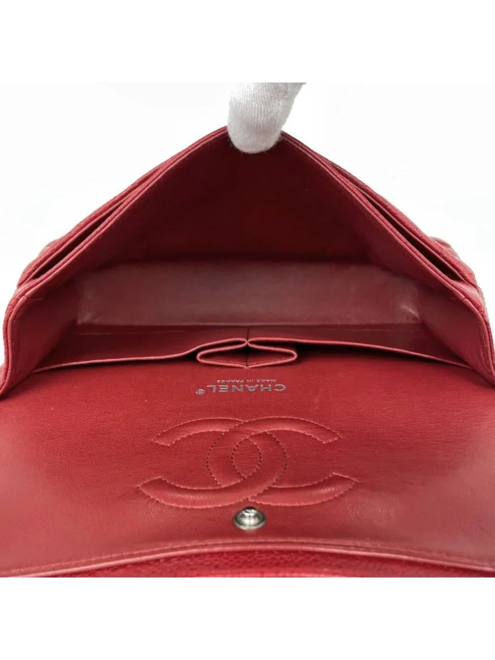 Chanel Shoulder Bag Quilted Double Flap CC Logo Caviar Leather